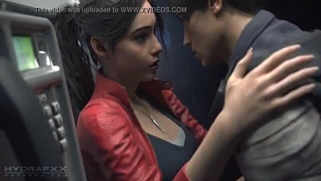 3d porno resident evil леон трахает клэр в телефонной будке