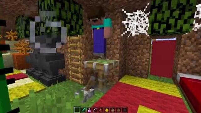 Нуб затроллен невидимым про нубиком в майнкрафт! троллинг про невидимкой в майн! 100% троллинг нуба!