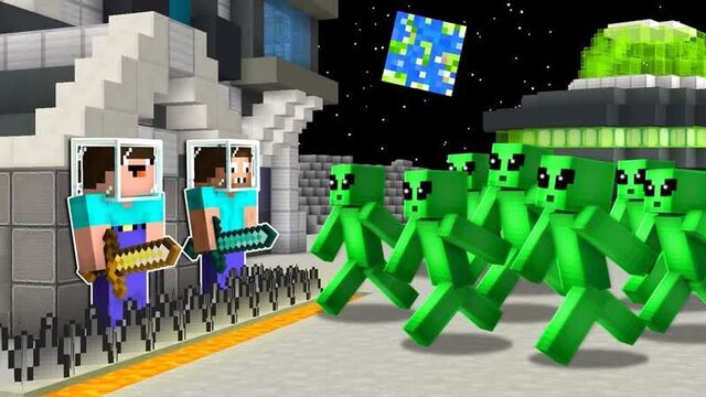 [dakplay] нуб и про построили защищенный дом против инопланетян на луне майнкрафт ! нубик ловушка minecraft (1080p)