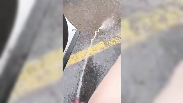 Busty brunette gets her pussy wet on the street in this hot video