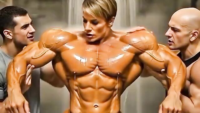 Hot shower with a new teacher and muscular body