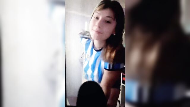 Hot cum tribute with sexy argentinian babe