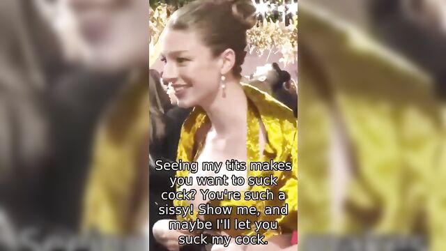 A femdom girl is captioning a picture with hunter schafer