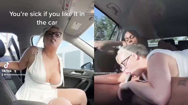 Hot milf fucks in the car after tiktok challenge