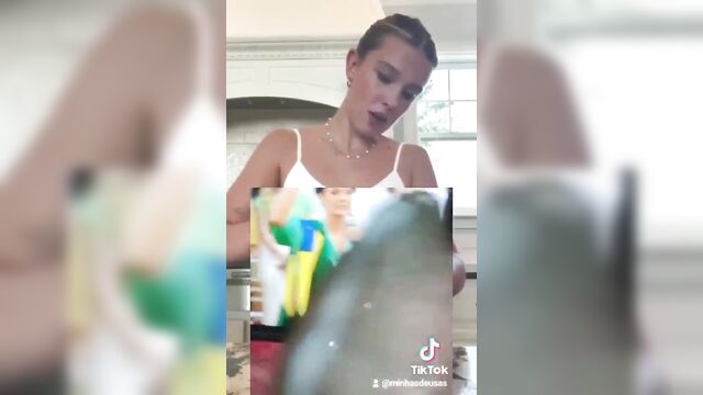 Millie's reaction after seeing her fans cum for her