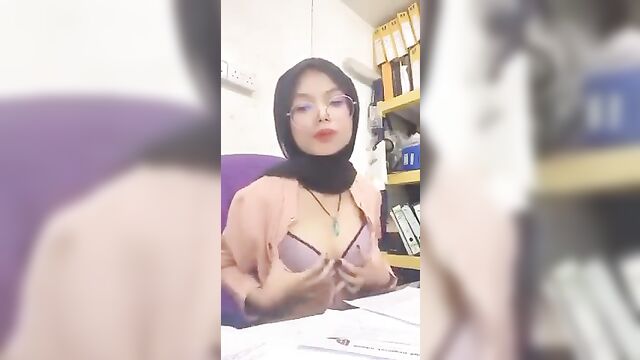 Young asian girl with hijab fingered and exposed in a steamy scene