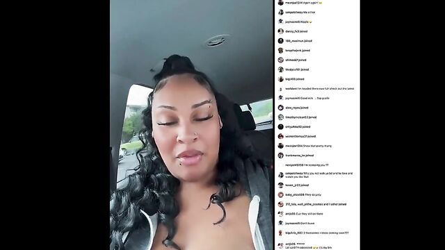 Ebony beauty with big boobs twerking in the car on instagram