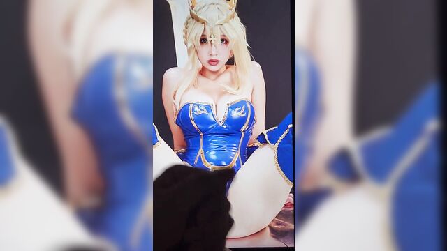 A bukkake tribute for the cosplay version of lancer artoria from fate