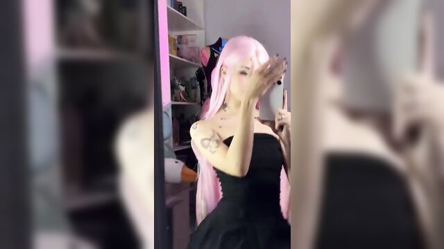 A cute cat girl cosplay egirl with a sexy ass