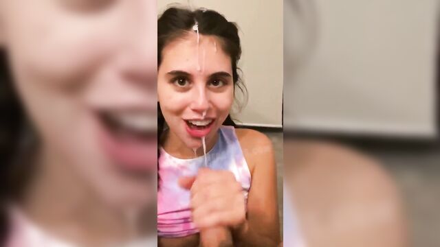 Violet monroe gets her face covered with cum and sperm