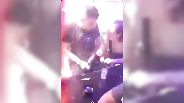 A girl was fucked in public by a guy with a big dick