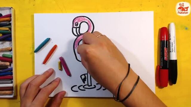 Как нарисовать фламинго, урок рисования для детей от 3 лет