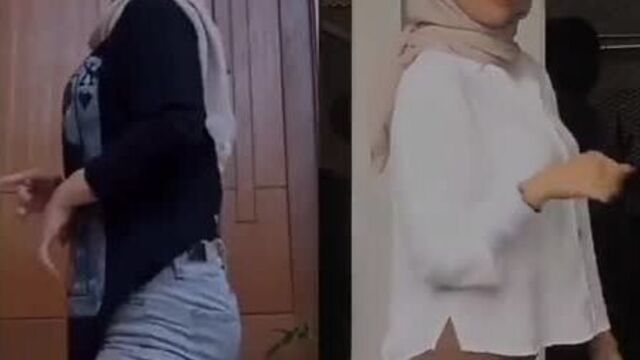 Joget seksi asyik cewek cantik berjilbab hijaber masker