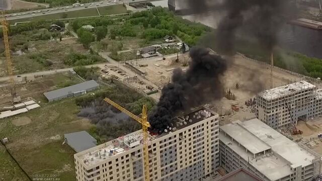 Пожар в строящемся доме жк "европейский берег" в заречном, тюмень