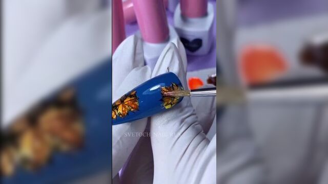 Осенний дизайн в голубом цвете видео от маникюр | дизайн ногтей