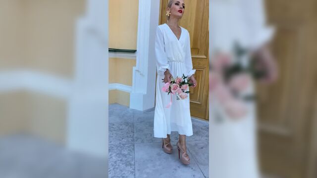 Белое платье миди на роспись | магазин платьев dbv