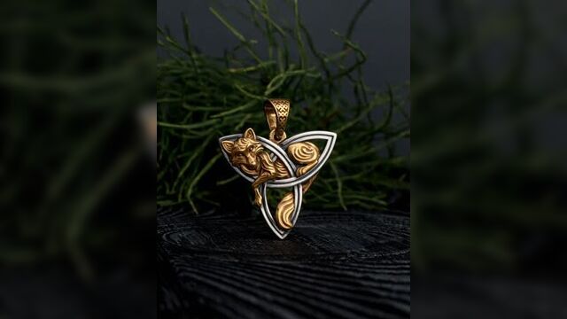 Оберег славянский. серьги и подвеска лисичка на трикветре. ювелирная мастерская серебро и сталь