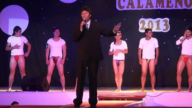 Sexy men dancing in thong