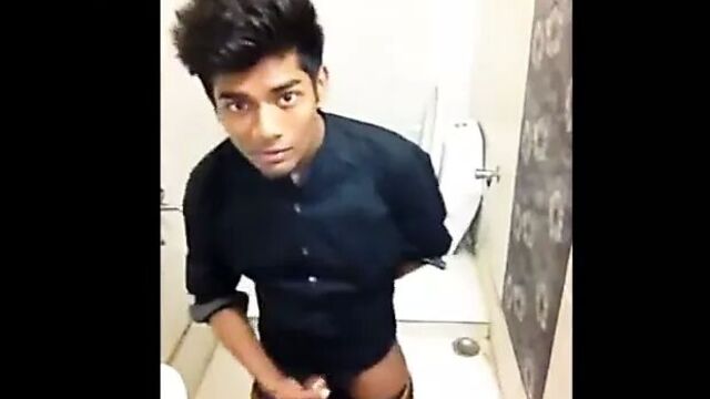 Indian desi boy jerks in bathroom
