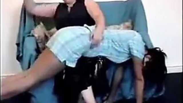 Step mommy spanks daughter