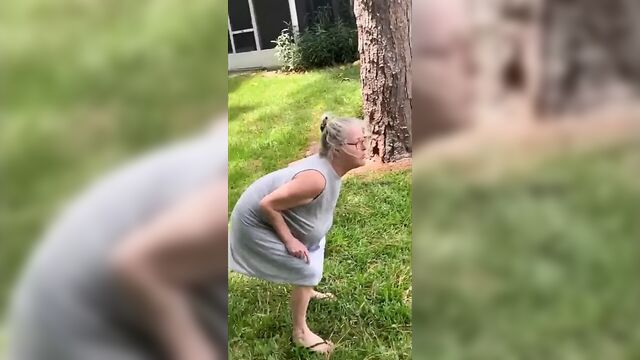 Saggy tits braless granny