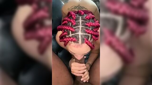 Black bitch sucking good dick