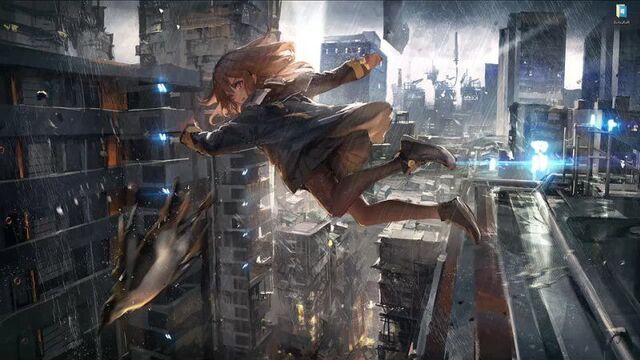 Аниме девушка в погоне за пингвином - живые обои для wallpaper engine